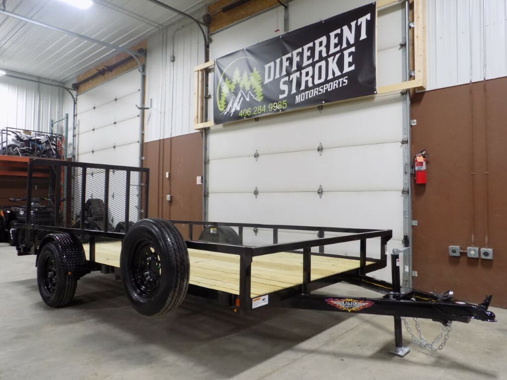2022 H&H 82”x14′ Steel Rail Side Utility Trailer with Fold Down Ramp